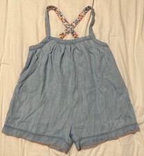 Matilda Jane Heart to Heart Blue Skies Chambray Shortalls Romper EUC Size 10