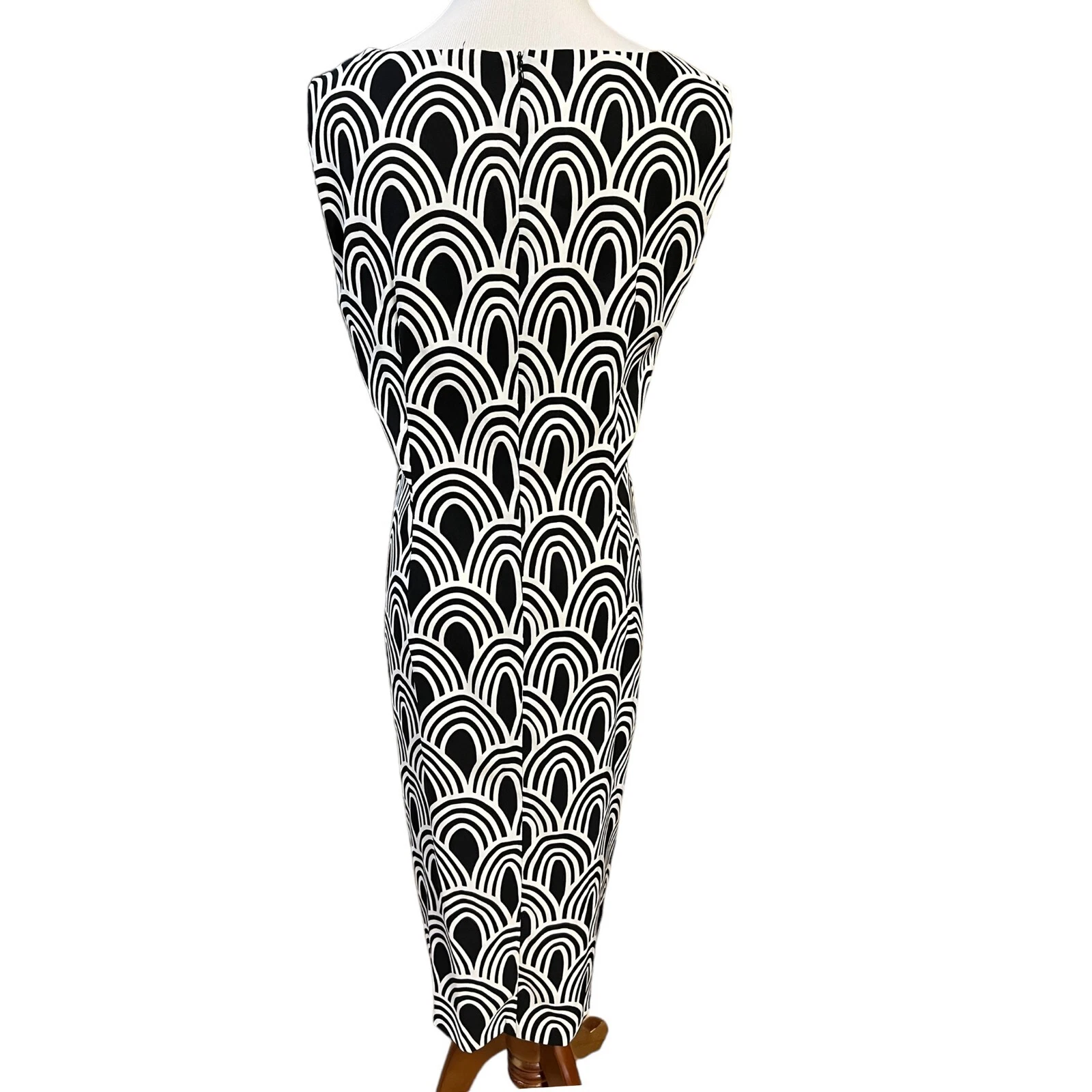 Alyx Womens Size 16W Sheath Dress Sleeveless Black White Geometric ...