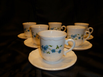 6er Set Kaffeetassen und Untertassen kleines Modell Arcopal Myosotis Service (