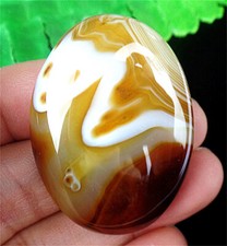 40x30x8mm Brown White Stripes Onyx Agate Oval Cab Cabochon AD66141