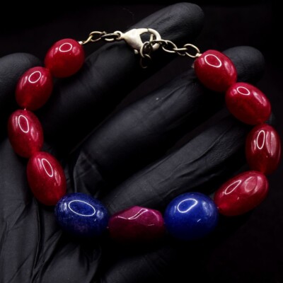 Wunderschönes Armband 152,00 kt rosa Rubin & Saphir Perlen VK 37 E640