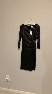 Cache Fitted Cocktail,New Years dress Small Gold /black, Zipper Accents Size S