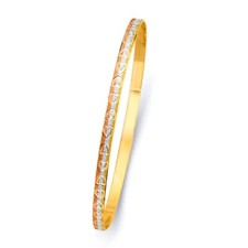 NEW 14K TRI COLOR GOLD 3.5MM SOLID BANGLE