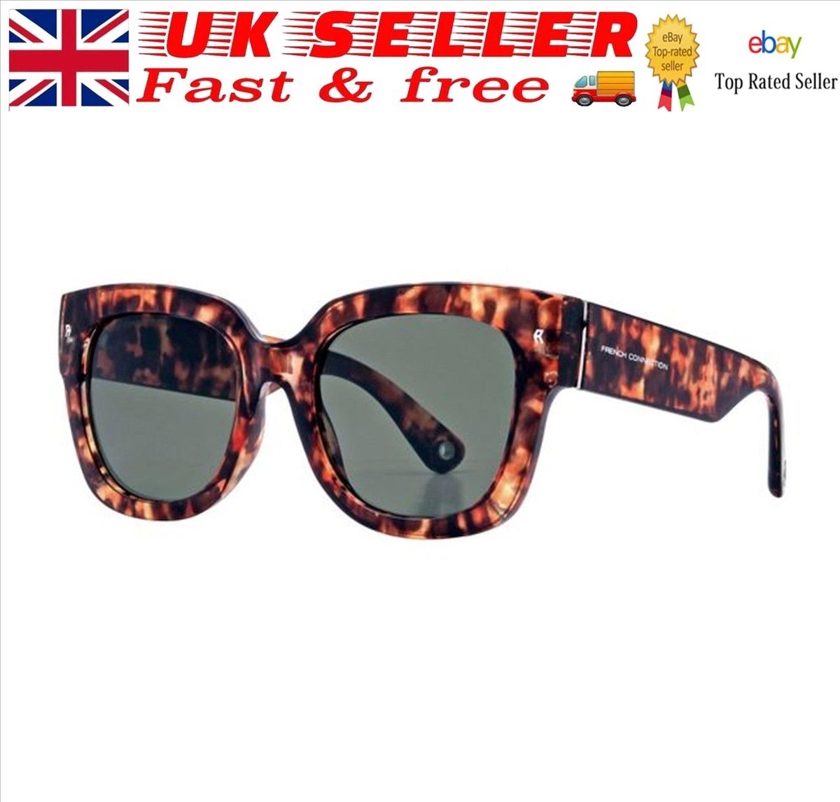 French Connection FCUK Womens Chunky D-Frame Sunglasses Classic
