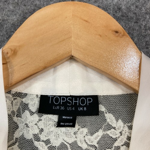 Topshop Womens Top Size 8 White Floral Lace Sleeveless Pussy Bow Blouse 27315 - Picture 4 of 12
