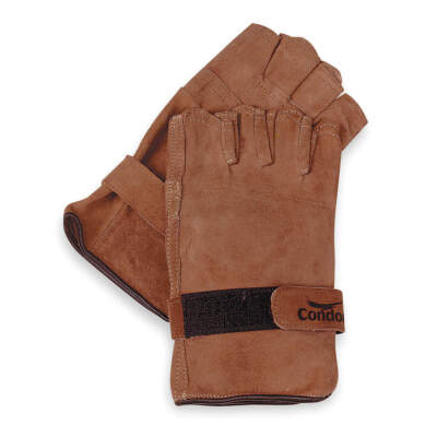 CONDOR 6JJ99 Leather Gloves,Brown,L,PR 6JJ99