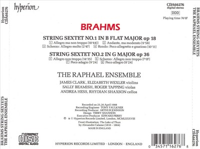 RAPHAEL ENSEMBLE BRAHMS: STRING SEXTETS NEW CD