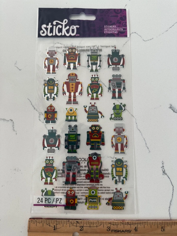 Sticko Autocollant 24 piezas mini robots multicolor álbumes de recortes manualidades diario de tarjetas Foto 3 de 4
