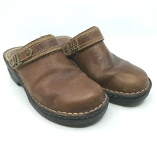 Browns Landing Women's Size 8 M Clogs Shoes Brown Leather Wedge Slip-On  [A10]