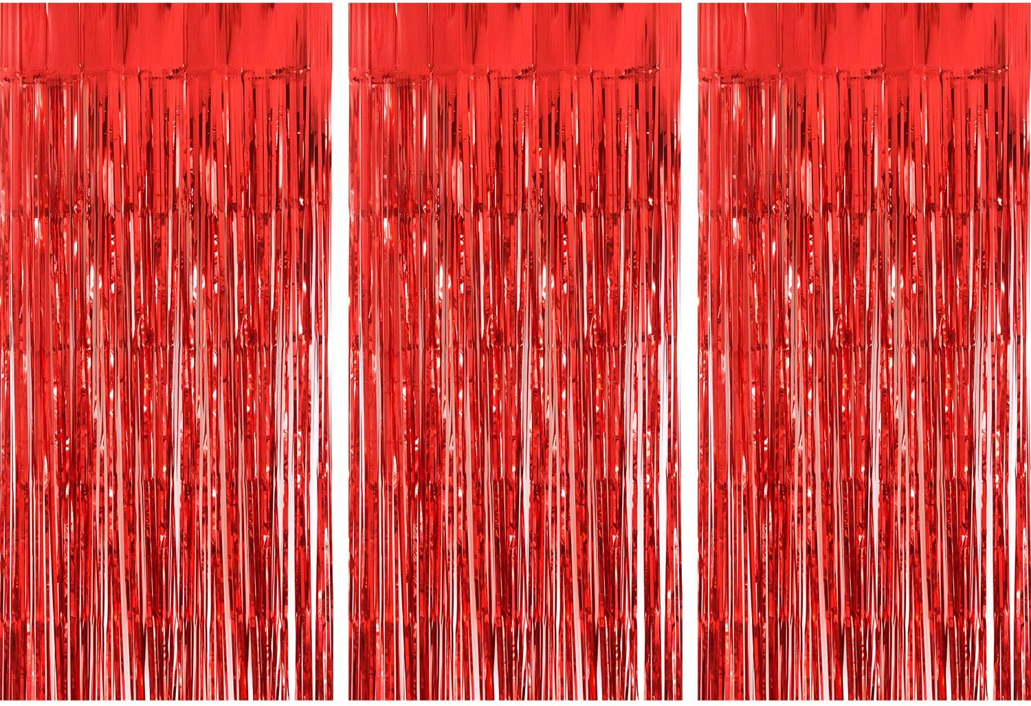 3 Pcs Christmas Foil Curtains 3.28Ft X 6.56Ft Wall Backdrop Favors for Christmas