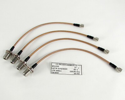 (4) Cable Assys Connex N B/H Mount (FM) Gold Socket 13'' O.L to Mini-UHF (M) Plug