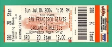 Barry Bonds Breaks Career Walks Bases on Balls Record Mint Ticket 7/4/04