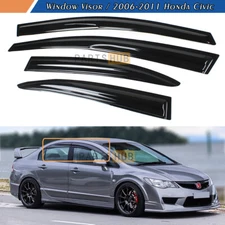 For 2006-2011 Honda Civic Sedan JDM Wavy Mugen Style Window Visors Rain Guards