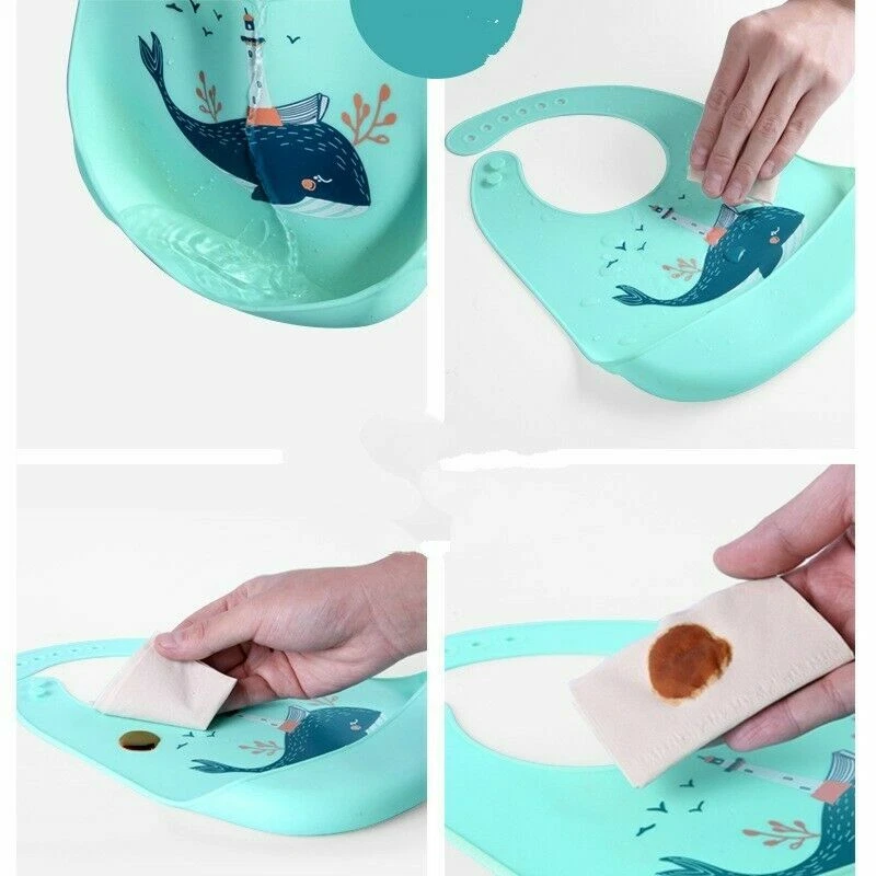 Cute Infant Kids Apron Pick food Pocket Baby Soft Silicone Bibs Feeding - image 2 of 4