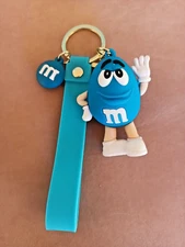 M & M "BLUE"  KEYCHAIN / BACKPACK CLIP -PVC 3D -NEXT DAY SHIPPING