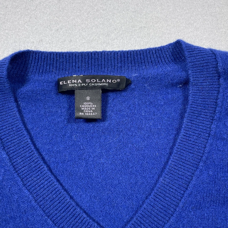 Suéter Elena Solano Mujer Pequeño Cachemira Cuello en V Pullover Minimalista Acogedor Foto 3 de 4