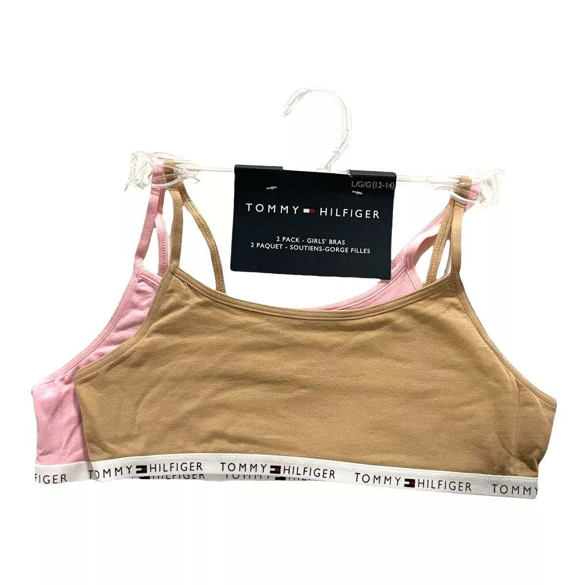 Tommy Hilfiger Girl's 2 Pack Fashion Crop Bras Nude/Rose Color Size (8-16)  M-XL