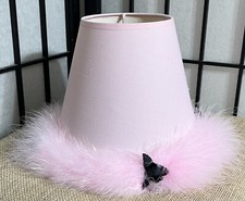 Pink Lamp Shade- 2 pc-L7?x W8? x top 4.5?- NEW- Lt. Pink w/ black mini rose buds