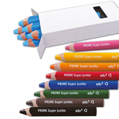 Buntstifte edu³ Prime Super Jumbo Dreikantgriff, 6 Stk, freie Farbwahl