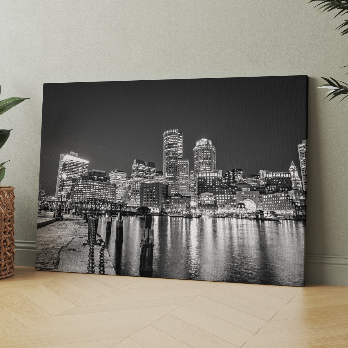 Cuadro De Lienzo Boston Skyline - 36x24 Pulgadas - Arte Decorativo Para Pared, Listo Para Colgar