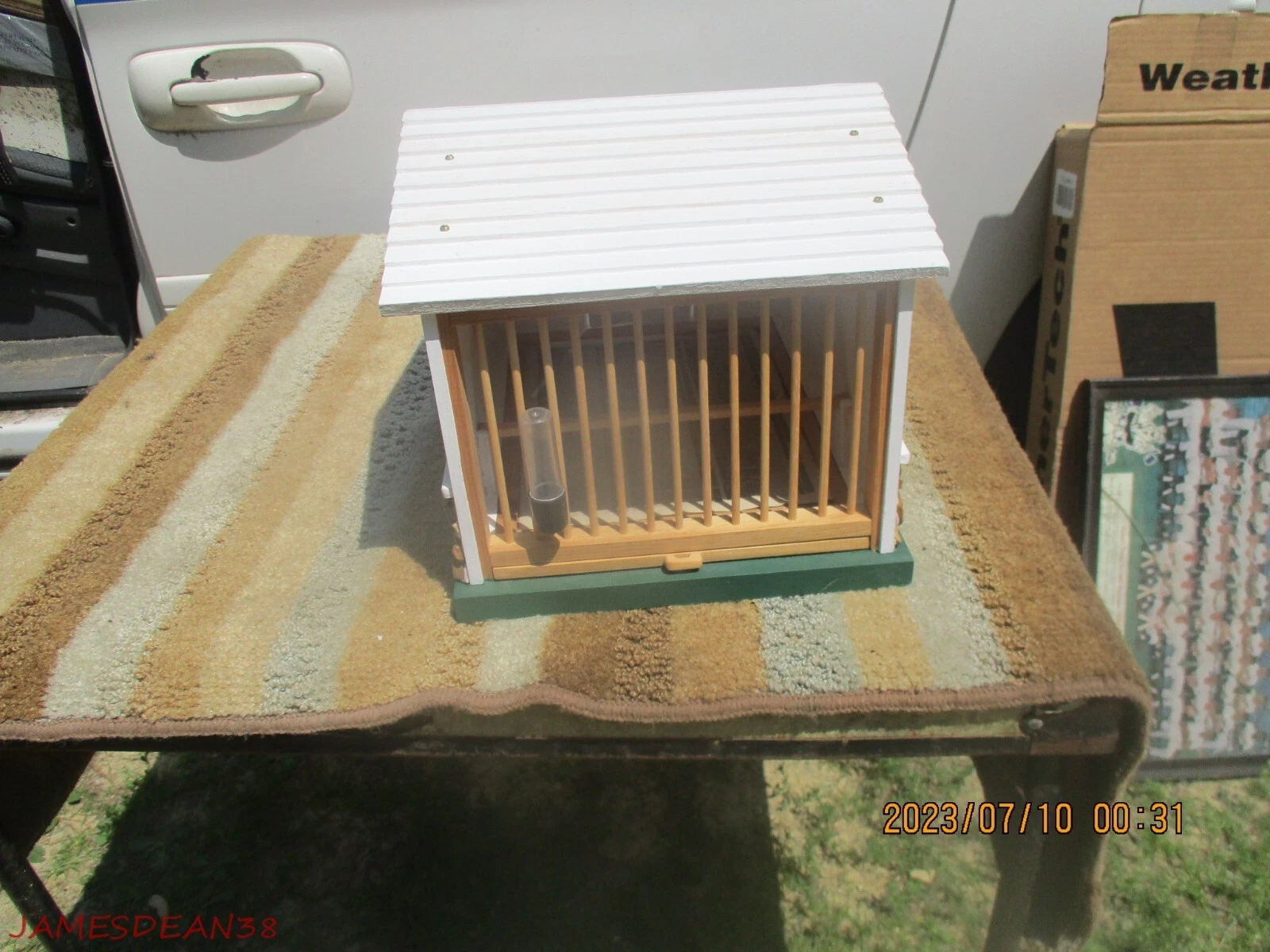 Vintage Wood Bird Cage Farm Wooden Barn RED