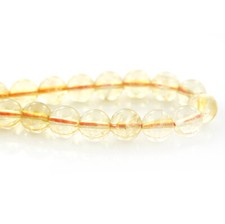15 8mm Natural Citrine Gemstone Beads - Transparent Soft Yellow - BD1746