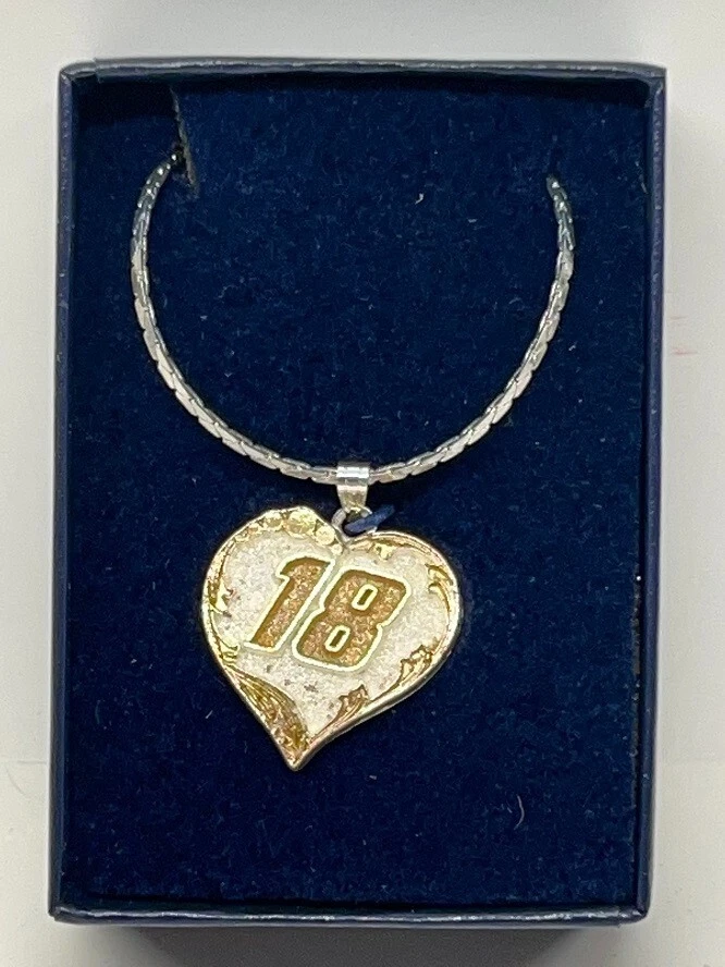 #18 Kyle Busch / Bobby Labonte - серебро и золото - сердце ожерелье с Adj. Цепь - Изображение 2 из 4