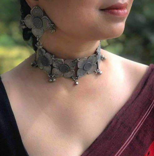 Silver Oxidised Jewellery Set, Indian 