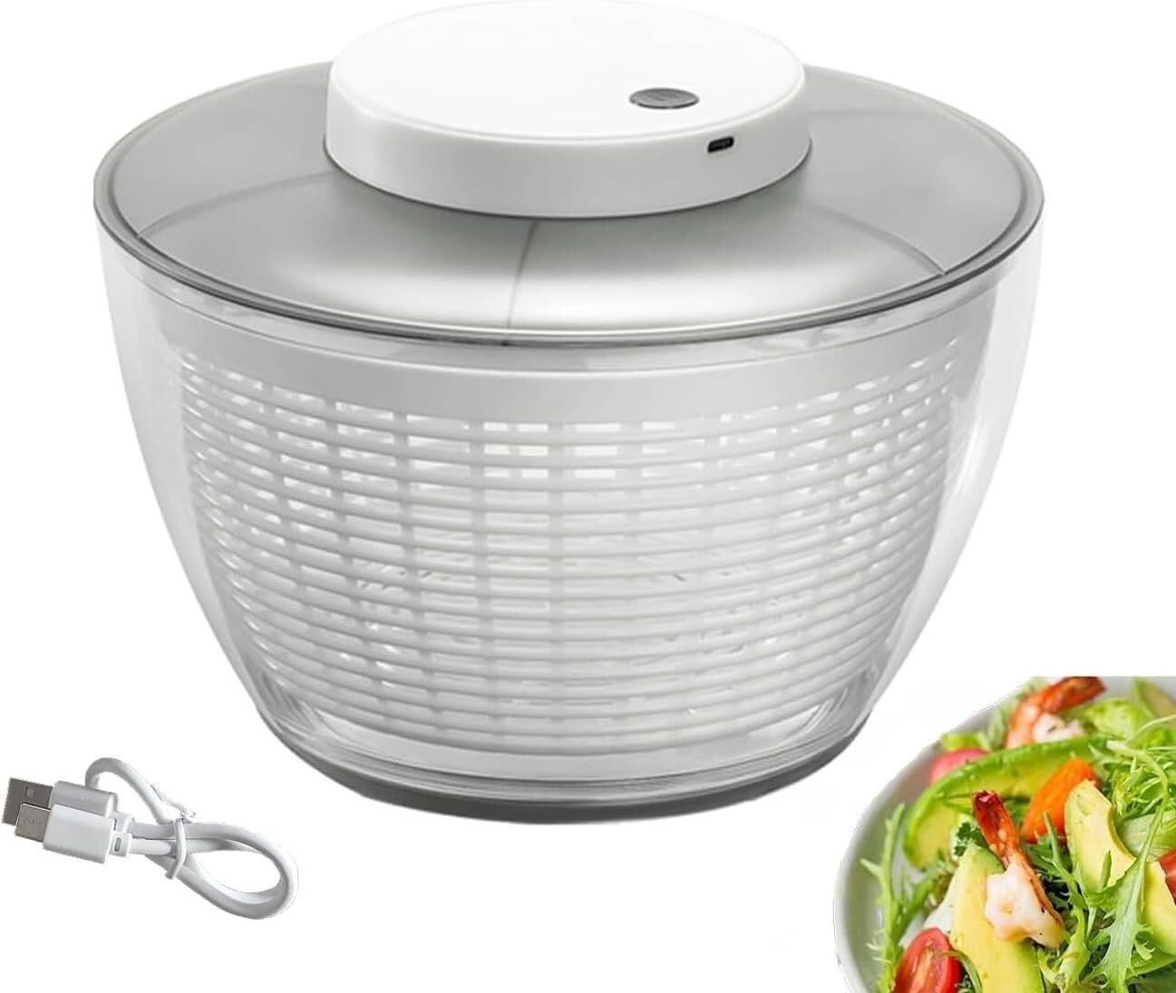 Electric Salad Spinner, 4.5L Lettuce Spinner, Rechargeable Large Salad Spinner-image