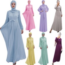 Muslim Women Chiffon Long Dress Abaya Evening Islamic Robe Evening Party Gown