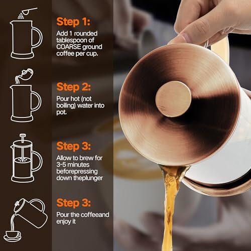 34 Ounce French Press Coffee Maker, 5-Cup Espresso Coffee Maker, Copper Cold ...