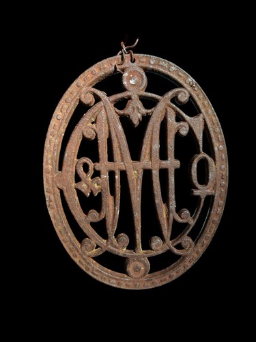 Plaque Fonte Initiale Monogramme M&Co Élément Ancien Vintage France Fer Forgé