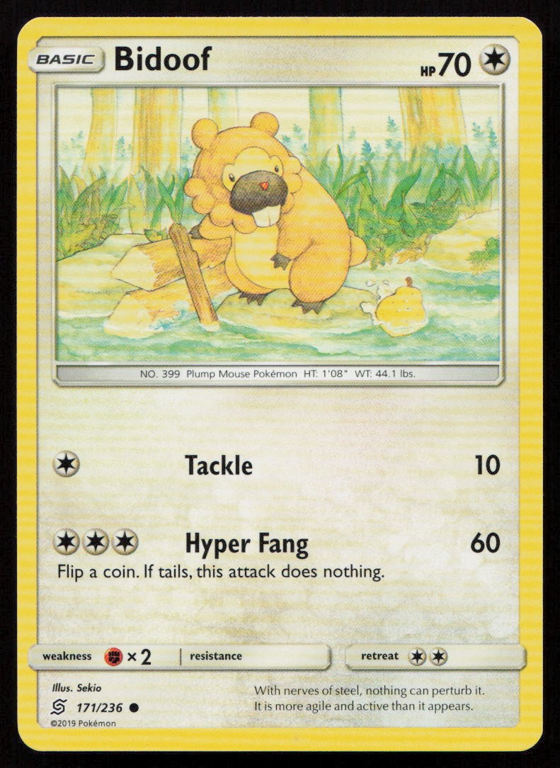 Bidoof 171/236 Common Unified Minds Pokemon Lightly Played