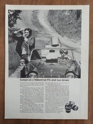Nikon 1970 Vintage Print Ad Cameras Filming Europe Nikormat FTN