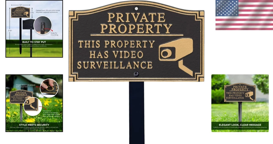 Letrero de patio de vigilancia de visibilidad mejorada 5,75" x 9,5" Foto 2 de 4