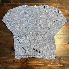 Gap Women's Blue Cable Knit Sweater Size Small, Long Sleeve Pullover EUC