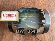 Hamm's Beer Barrel On Tap Breweriana Advertising Sign Display Bar Decor