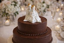 Vtg Porcelain Wedding Cake Topper Groom's Cake Figurine Hand Painted Japan 2"