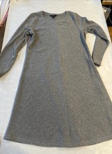 Simply Vera Gray Sweater Dress Size M Diagonal Knit Long Sleeve 1029