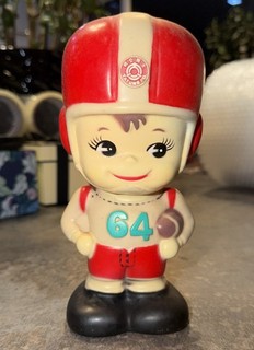 Vintage TATUNG CO Football Rugby Player Mascot Piggy Coin Bank Baby Boy #64