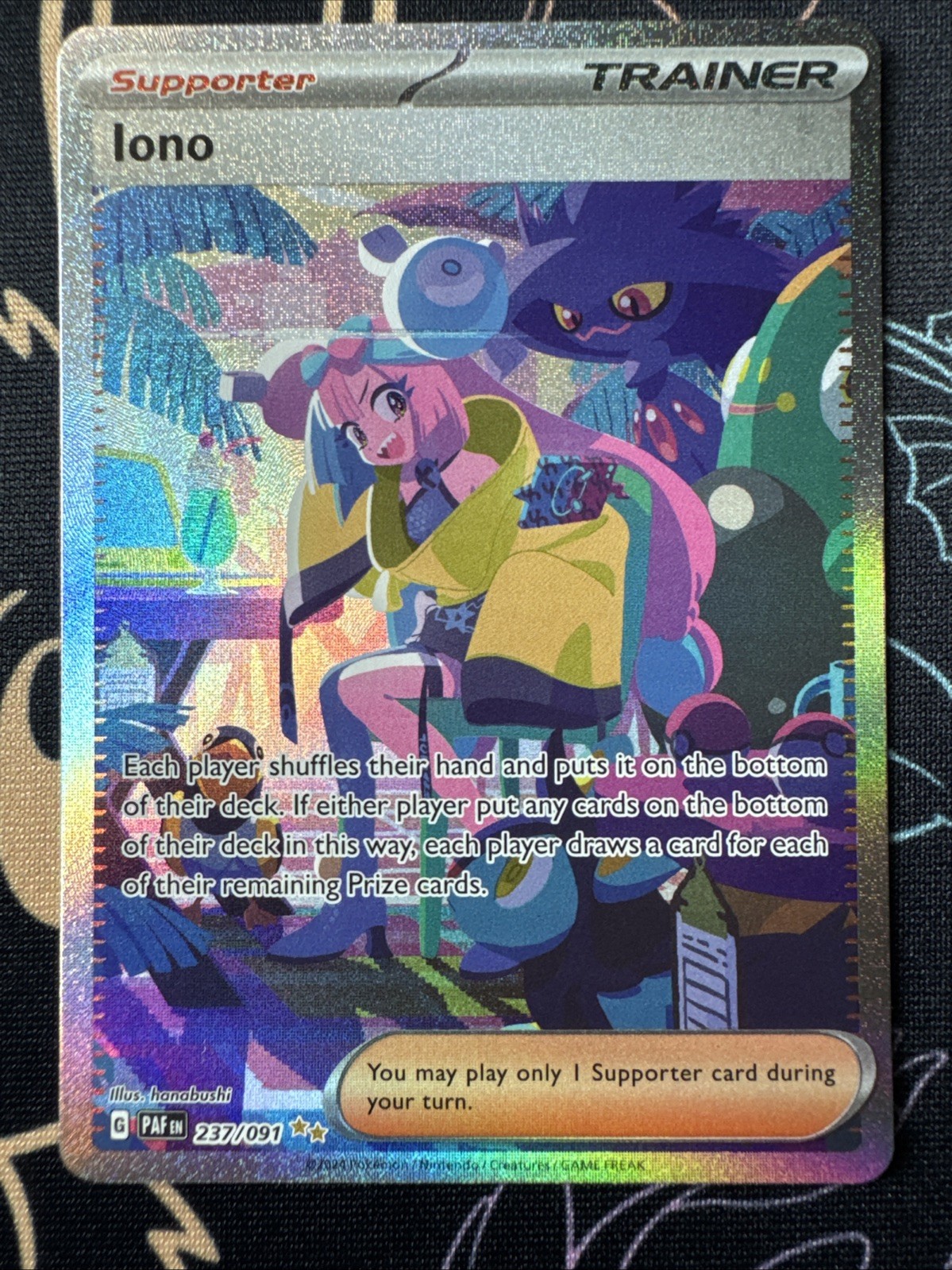 Iono 237/091 SV: Paldean Fates Holo Special Illustration Rare SIR English Card