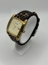 Vintage Fossil Women JR-8840 Dress Square Date Leather Quartz 30mm Watch 7 1/4"