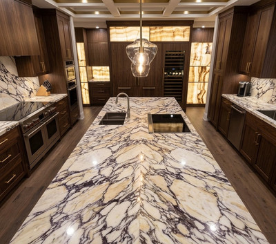 Luxury Calacatta Viola Marble Kitchen Countertop Slab | Purple Vein Natural Slab