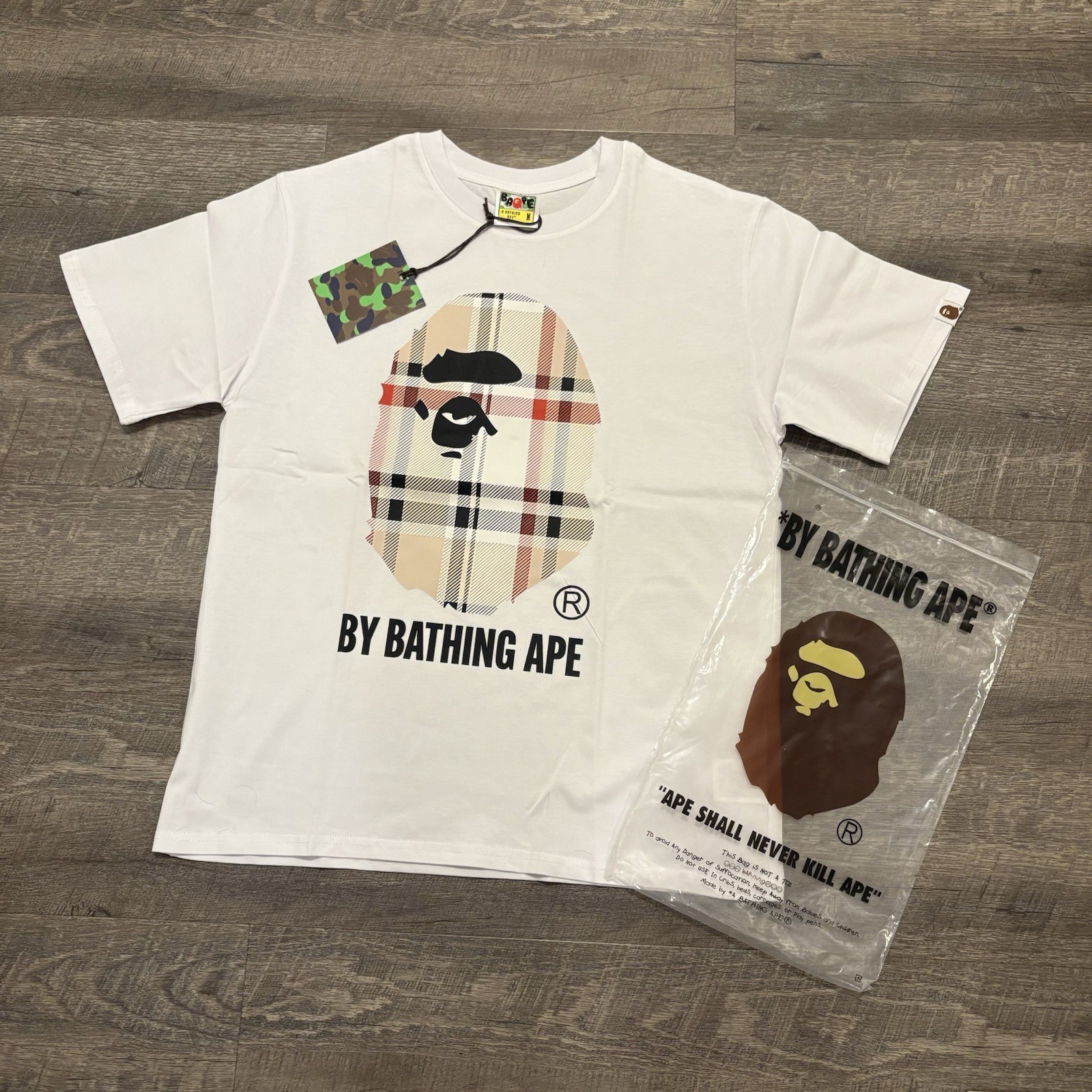 Bape White And Brown T-Shirt Size Medium Brand New With Tags