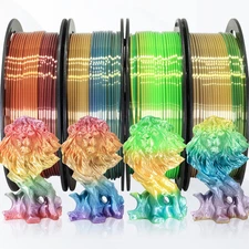 1.75Mm Silk Shiny 4 Types Rainbow Multi Colored Fast Color Change PLA 4 in 1 3D 