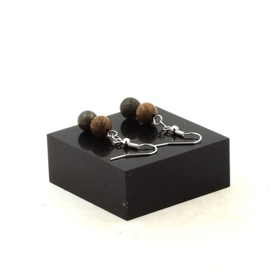 Steine und Mineralien. Ohrringe 2 Pyrit Perlen aus Spanien + Holz 8 mm e
