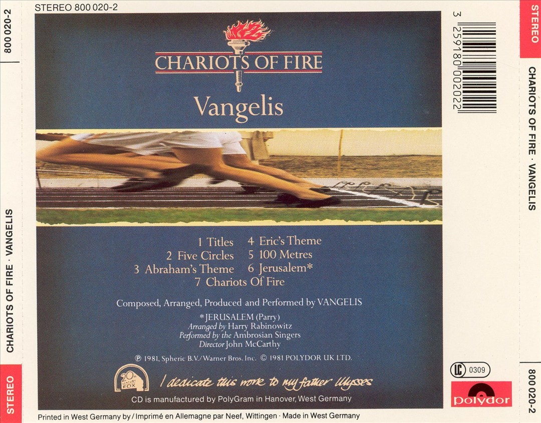リュージュオルゴール Chariots of Fire Vangelis VANGELIS CHARIOTS OF FIRE [ORIGINAL SCORE] NEW CD 731454909525| eBay