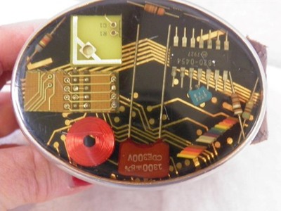 VON WEST INLAID COMPUTER RELATED BELT BUCKLE AND BELT FT. COLLINS COLORADO