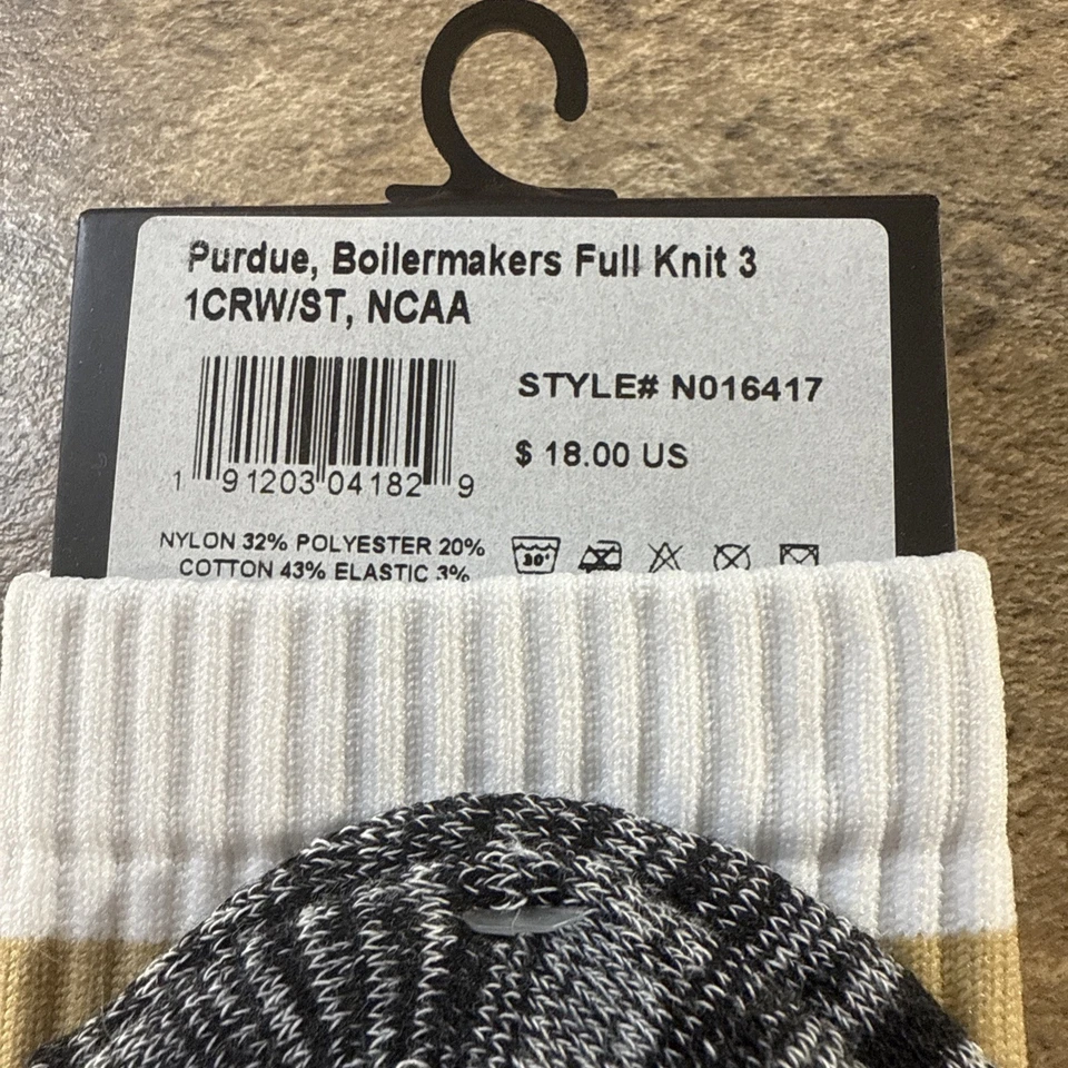 Purdue Boilermakers M/L 8-12 Socks Strideline Full Knit NWT - Image 4 of 4