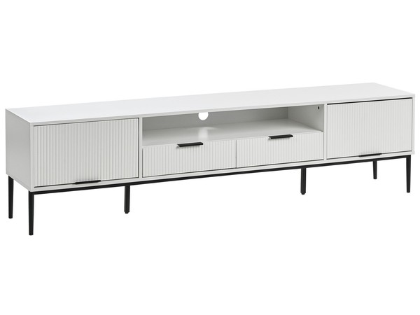 Tv-MöBel Moderner SchranktüR-Kabelmanagement Mdf Metallbeine Weiß Leduc-image